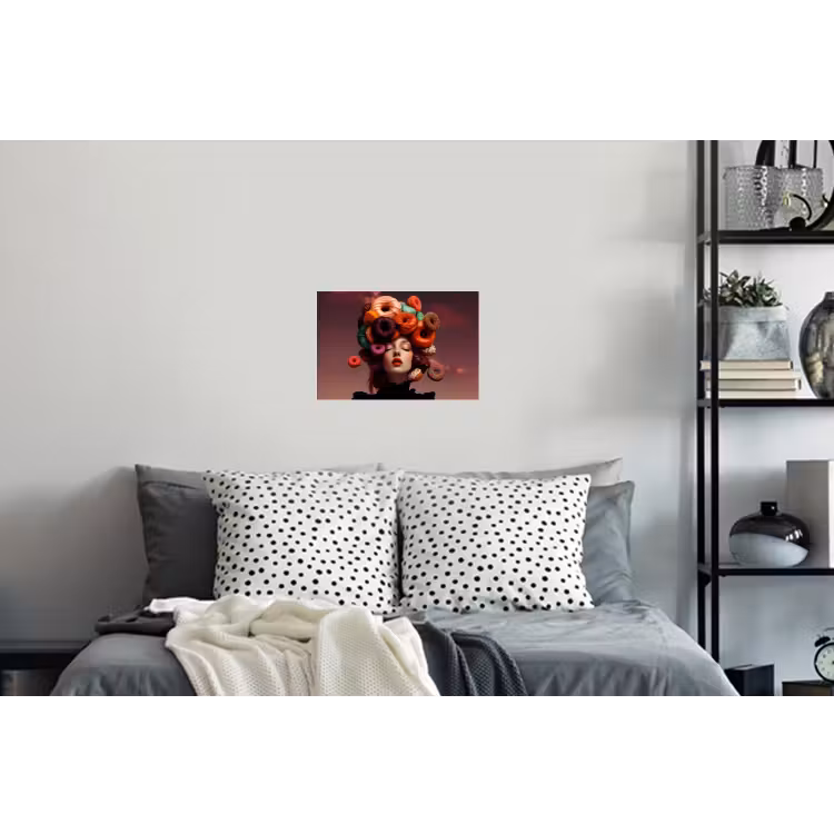 Vrouw - Donuts - Kleurrijk Muursticker klein -slaapkamer