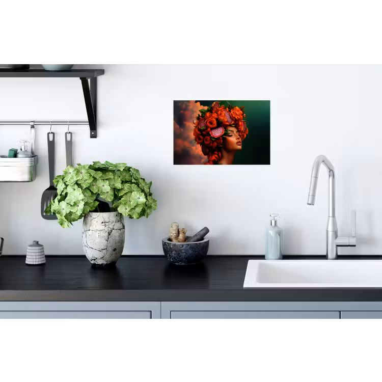 Vrouw - Drankenfruit - Rozen Muursticker klein -keuken