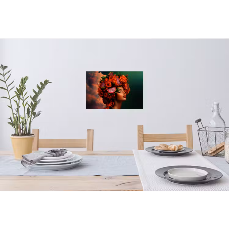 Vrouw - Drankenfruit - Rozen Muursticker klein -eettafel