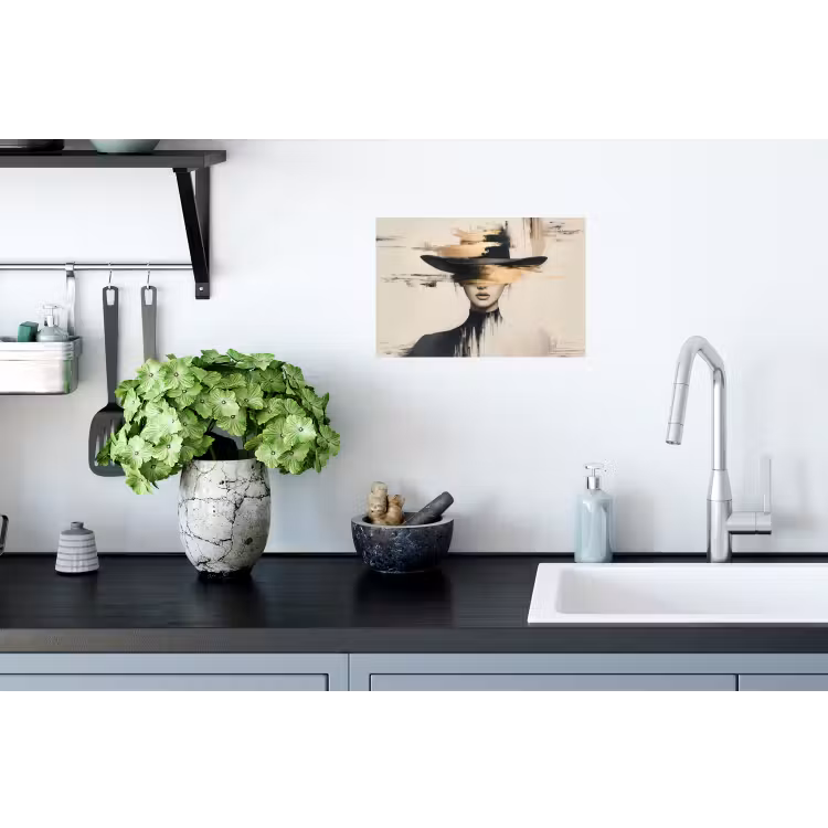 Vrouw - Hoed - Verf Muursticker klein -keuken