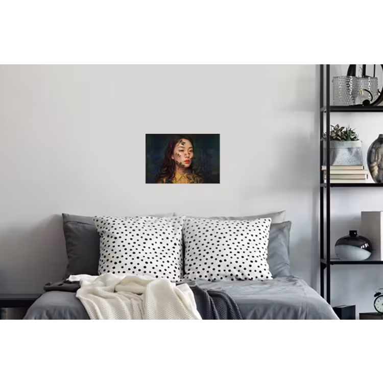 Vrouw - Insecten - Natuur - Portret - Groen Muursticker klein -slaapkamer