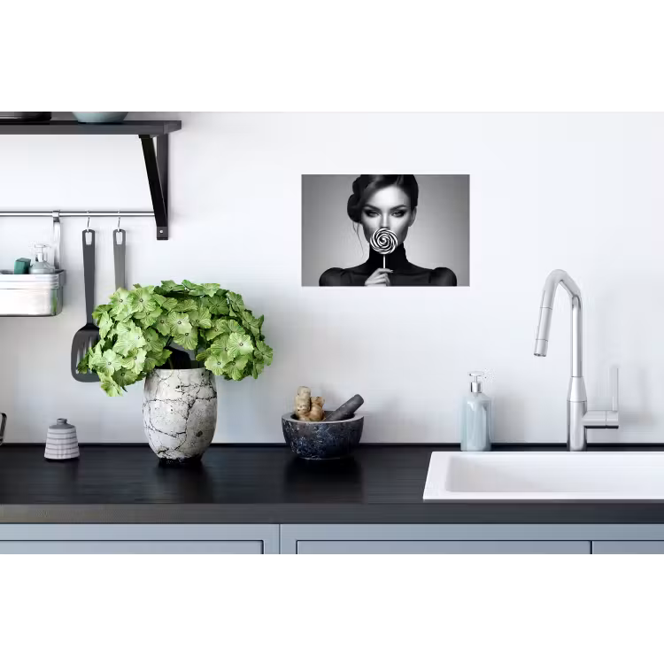 Vrouw - Lolly - Zwart Muursticker klein -keuken