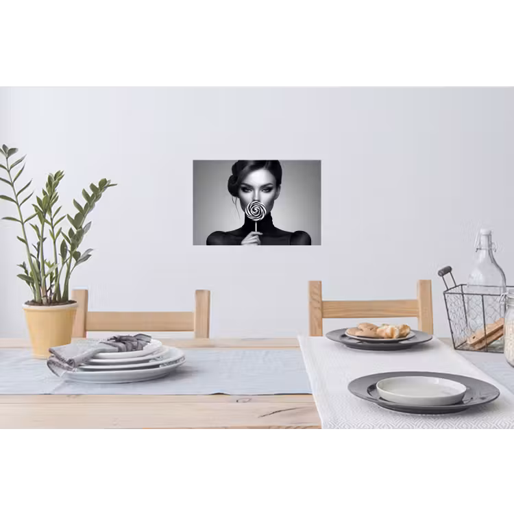 Vrouw - Lolly - Zwart Muursticker klein -eettafel