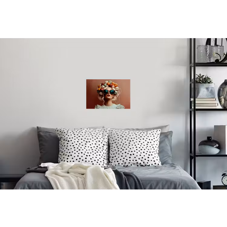 Vrouw - Macarons - Bril Muursticker klein -slaapkamer