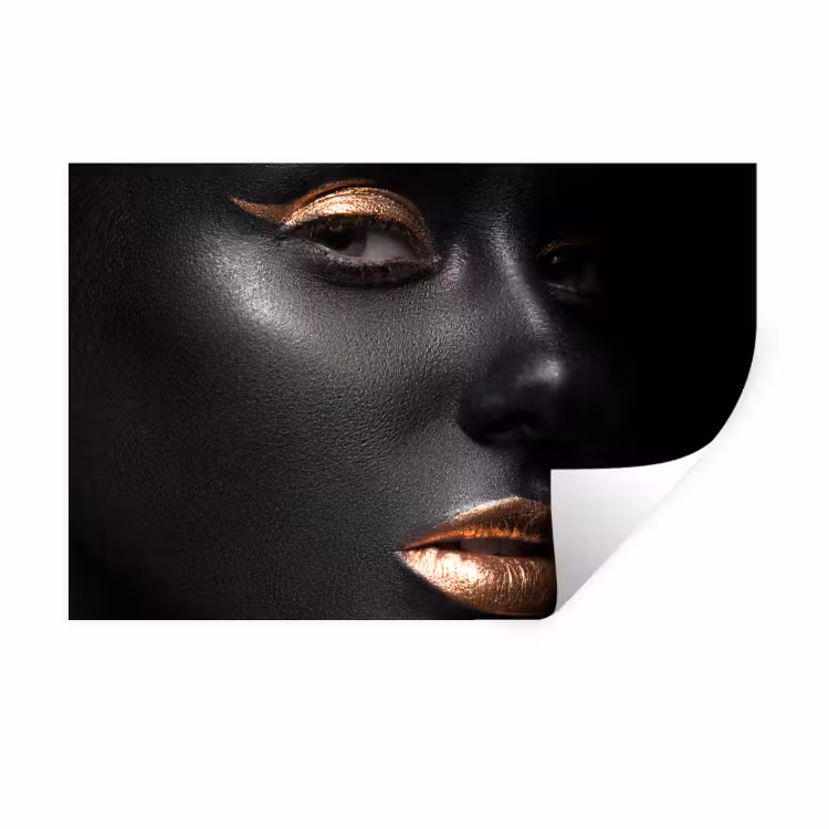 Vrouw - Make-up - Koper - Zwart Muursticker klein -3d