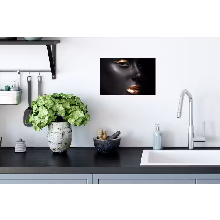 Vrouw - Make-up - Koper - Zwart Muursticker klein -keuken