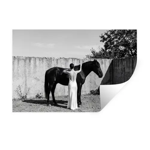 Vrouw - Paard - Artistiek Muursticker klein -3d