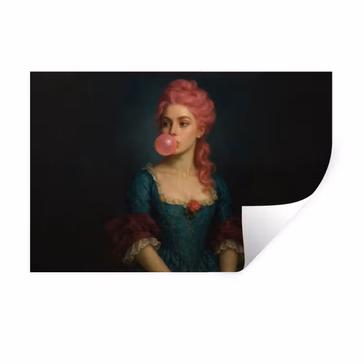 Vrouw - Portret - Kauwgombel Muursticker klein -3d
