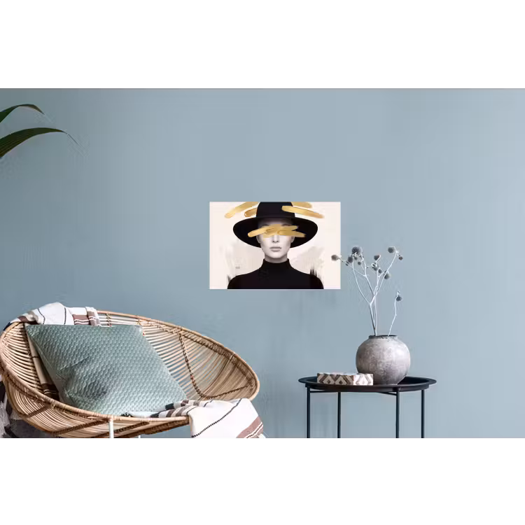 Vrouw - Portret - Modern - Goud - Kunst Muursticker klein -plant