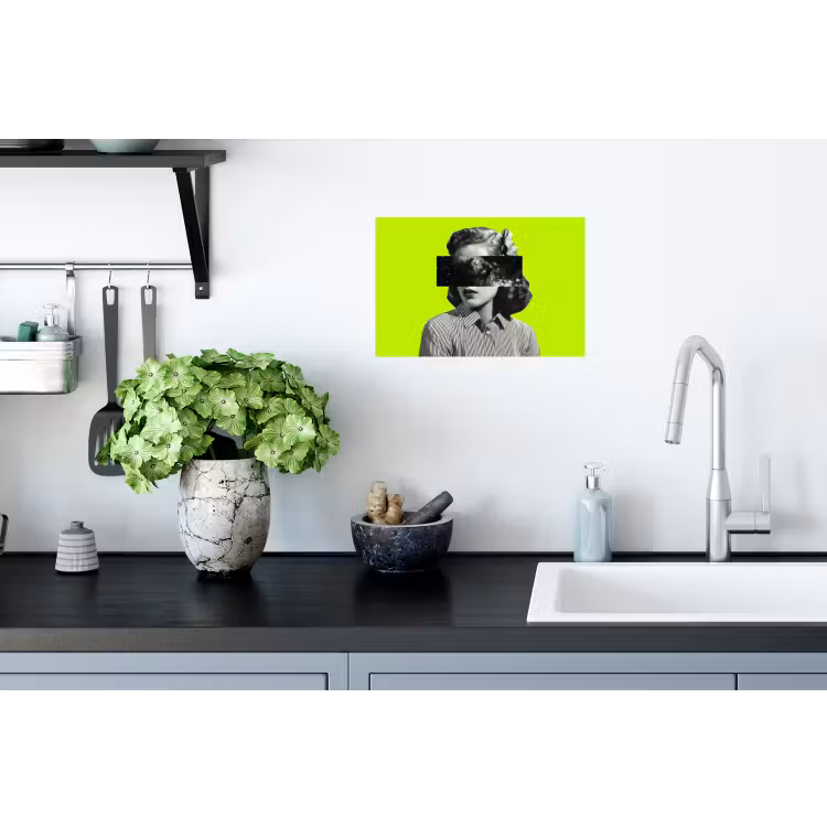 Vrouw - Sterrenhemel - Groen Muursticker klein -keuken