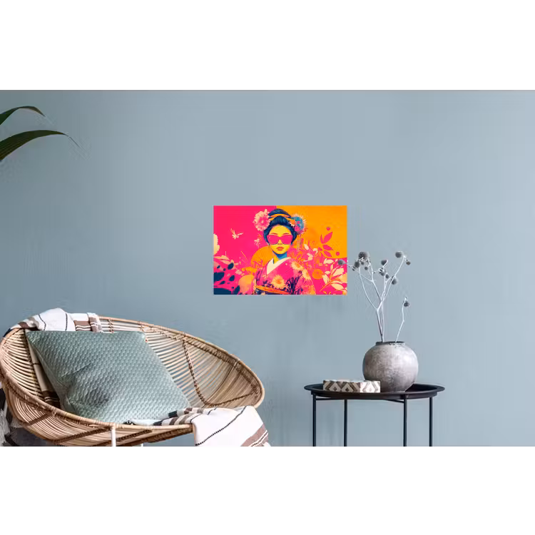 Vrouw - Zonnebril - Abstract - Oranje Muursticker klein -plant