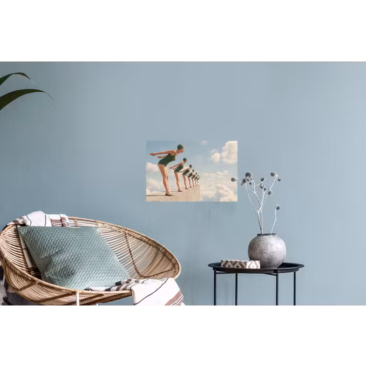 Muursticker - Vrouwen - Duikhouding - Wolken - Vrouwen - Duikhouding - Wolken Muursticker klein