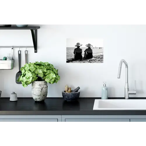 Vrouwen - Zonnehoed - Strand - Zwart - Wit Muursticker klein -keuken
