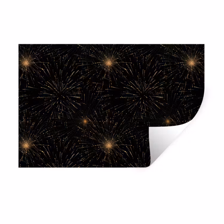 Vuurwerk - Patroon - Feestelijk - Goud - Zwart Muursticker klein 286 -3d
