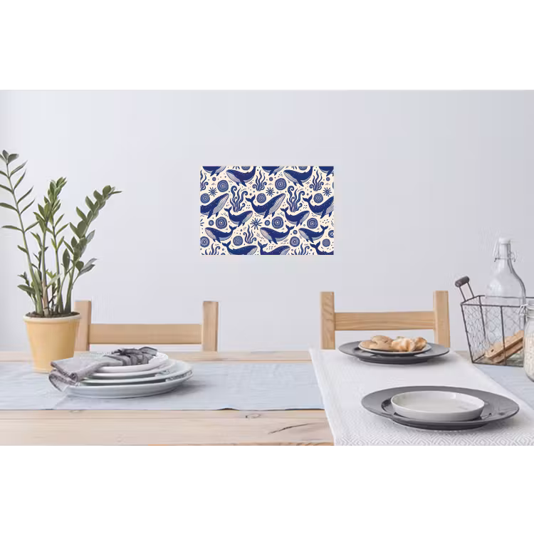 Walvis - Onderwater - Dieren - Abstract - Blauw Muursticker klein -eettafel