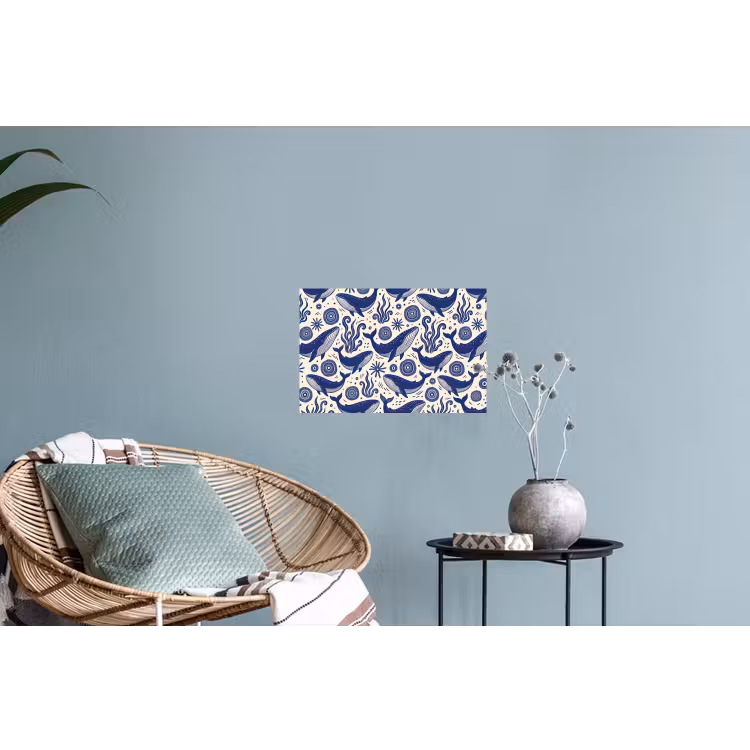 Walvis - Onderwater - Dieren - Abstract - Blauw Muursticker klein -plant
