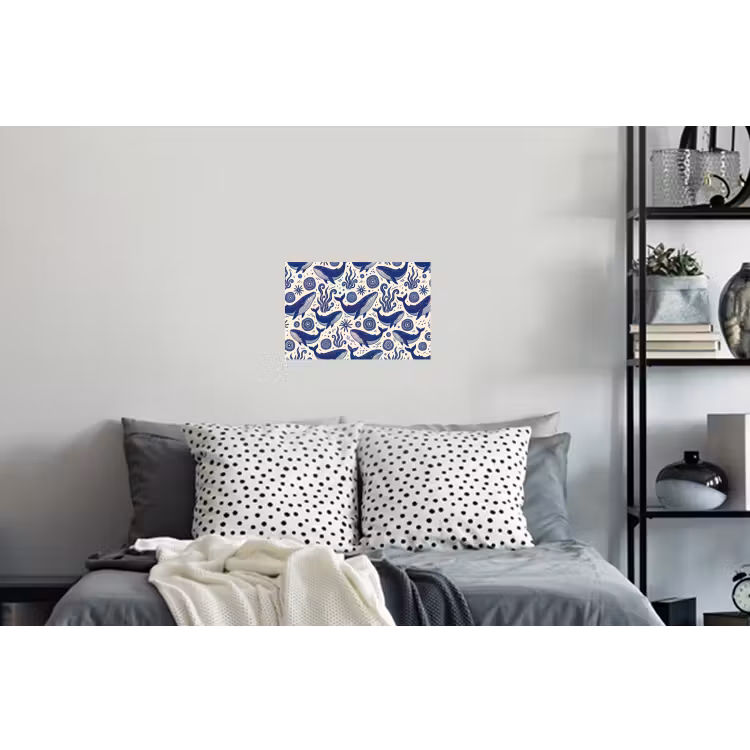 Walvis - Onderwater - Dieren - Abstract - Blauw Muursticker klein -slaapkamer