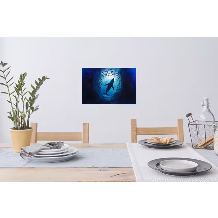 Walvis - Vissen - Donkerblauw Muursticker klein -eettafel