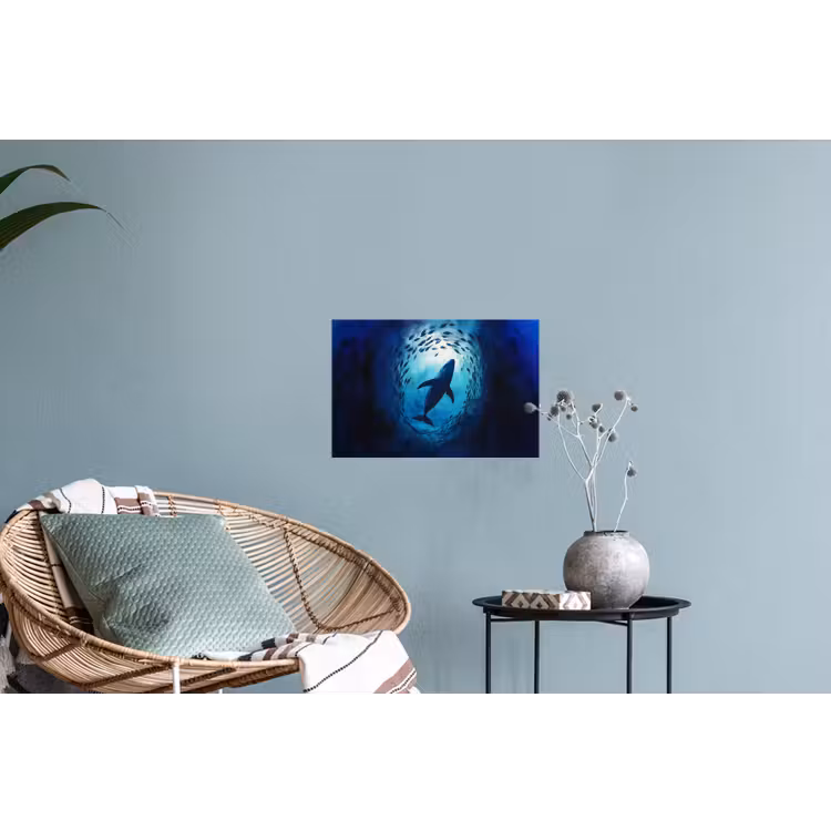 Walvis - Vissen - Donkerblauw Muursticker klein -plant