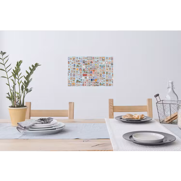 Wanddecoratie - Collectie - Huis - Illustratief - Kleurrijk Muursticker klein -eettafel