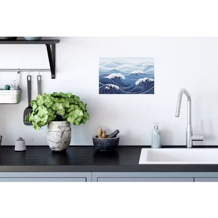 Water - Mozaïek - Landschap - Modern - Blauw Muursticker klein -keuken