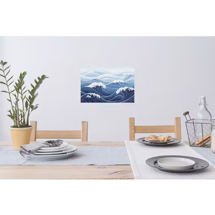 Water - Mozaïek - Landschap - Modern - Blauw Muursticker klein -eettafel