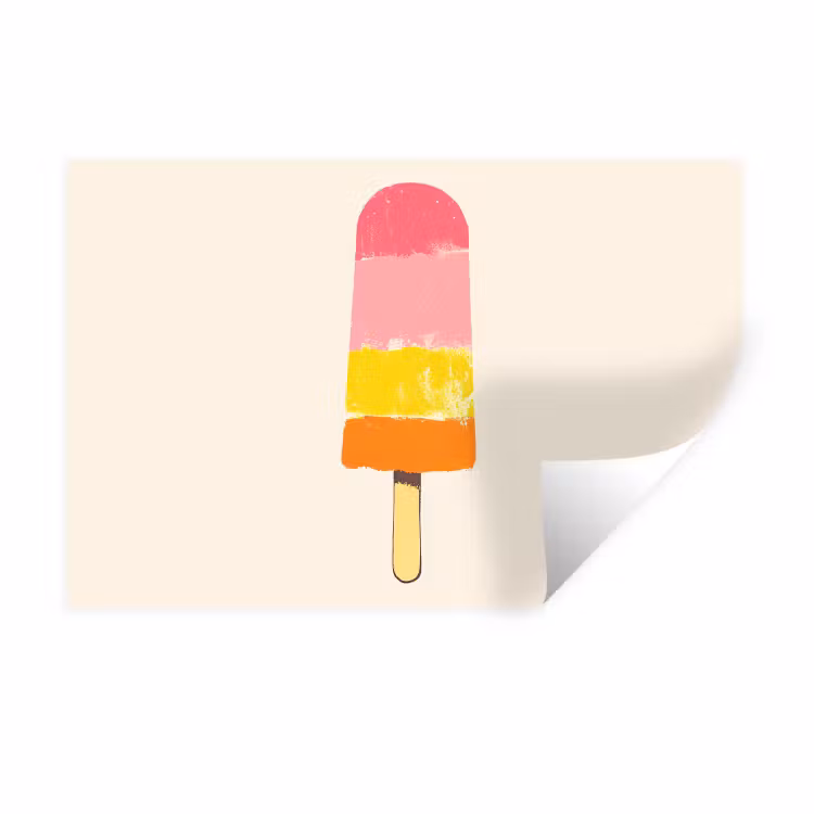 Waterijsje - Retro - Stokje - Roze Muursticker klein -3d