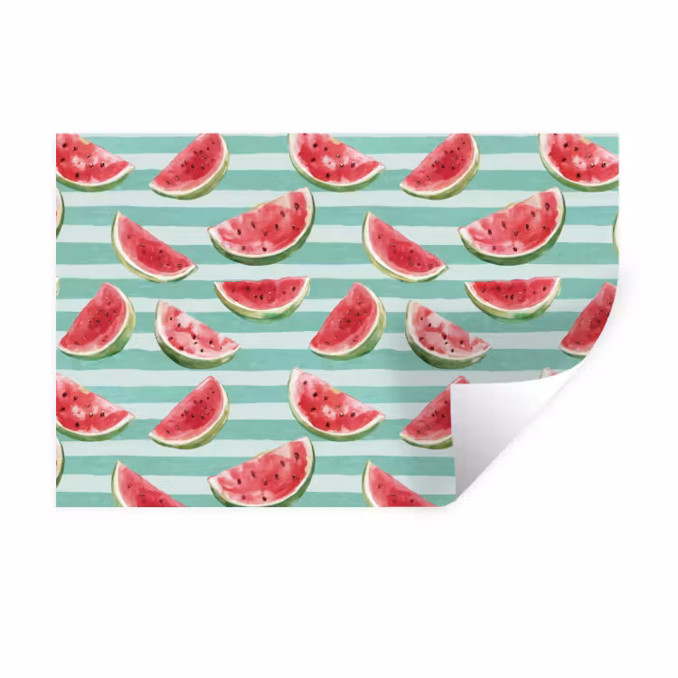Watermeloen - Strepen - Groen Muursticker klein 286 -3d