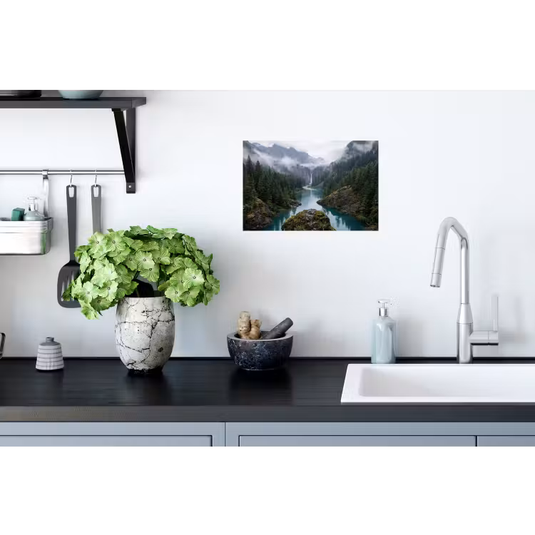 Waterval - Bomen - Bergen Muursticker klein -keuken