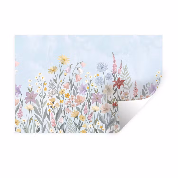Weidebloemen - Illustratie - Kleurrijk Muursticker klein -3d