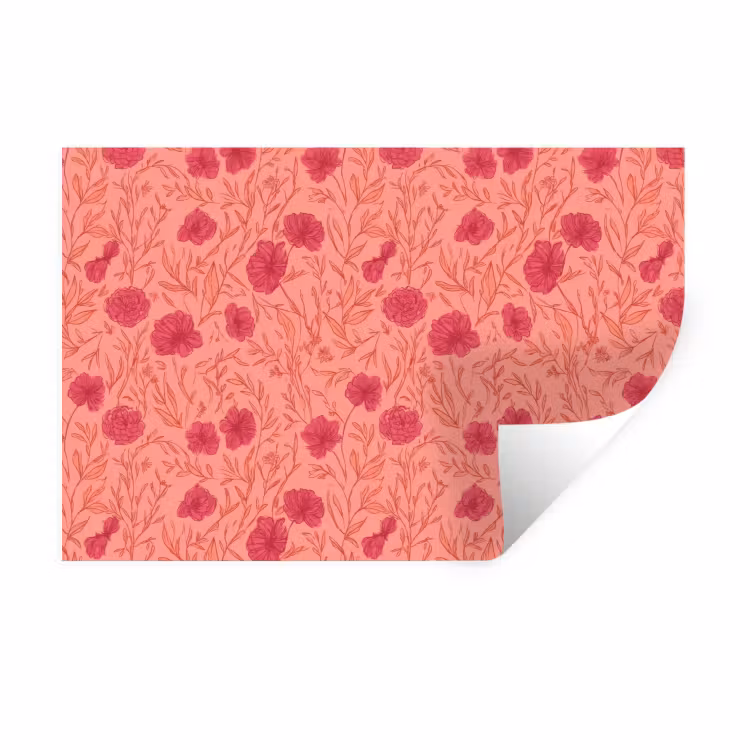 Weidebloemen - Romantisch - Roze Muursticker klein 286 -3d