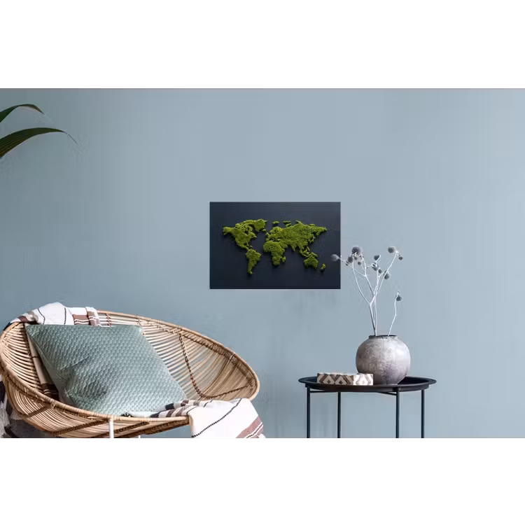 Wereldkaart - Mos -Levendig effect Muursticker klein -plant