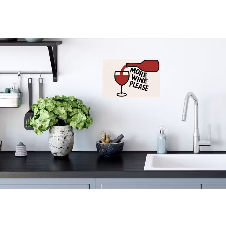 Wijnfles - Quote - Rood - Glas Muursticker klein -keuken