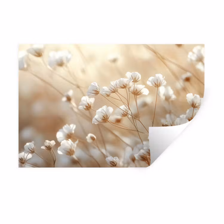 Wilde - Bloemen - Wit Muursticker klein -3d