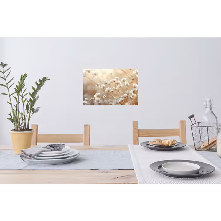 Wilde - Bloemen - Wit Muursticker klein -eettafel