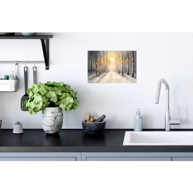 Winter - Abstract - Sneeuw - Natuur - Zon Muursticker klein -keuken