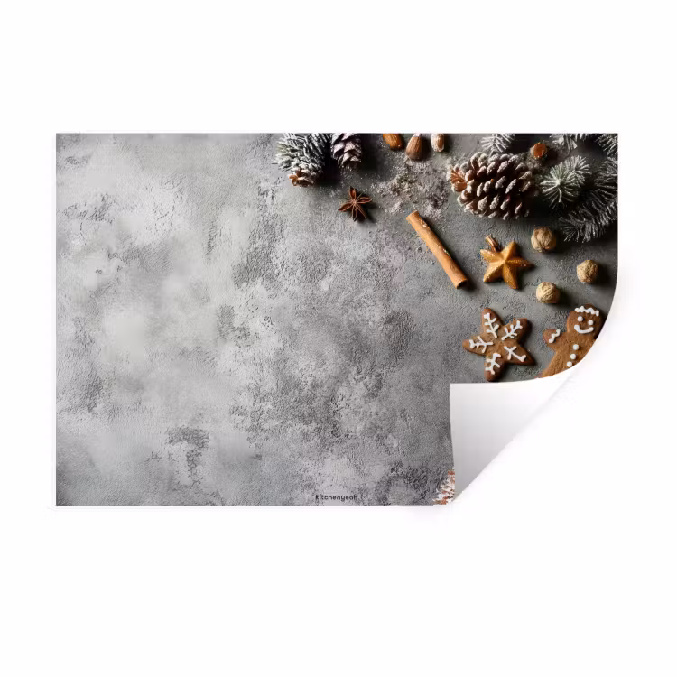Winter - Kerst - Beton - Dennenappels Muursticker klein -3d