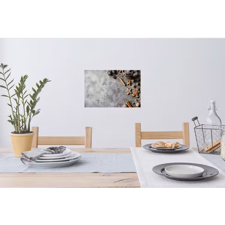 Winter - Kerst - Beton - Dennenappels Muursticker klein -eettafel
