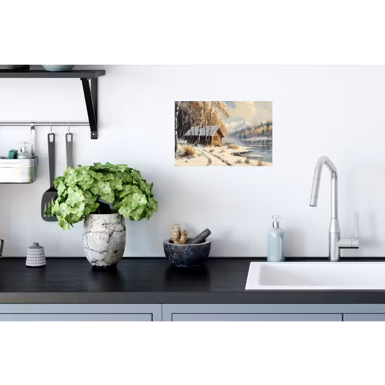 Winter - Sneeuw - Huis - Natuur Muursticker klein -keuken