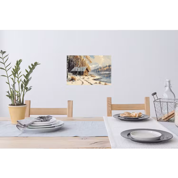 Winter - Sneeuw - Huis - Natuur Muursticker klein -eettafel