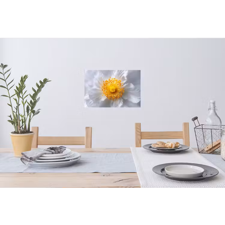 Wit - Bloem - Elegant Muursticker klein -eettafel