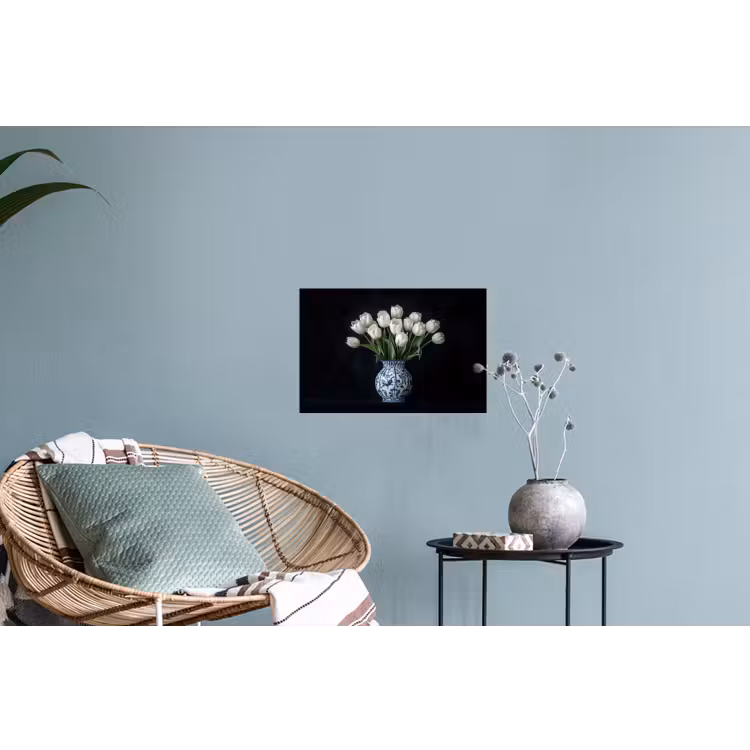 Wit - Bloemen - Tulpen - Vaas Muursticker klein -plant