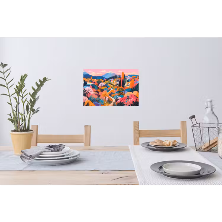 Witte bergtop - Modern - Kleurrijk Muursticker klein -eettafel