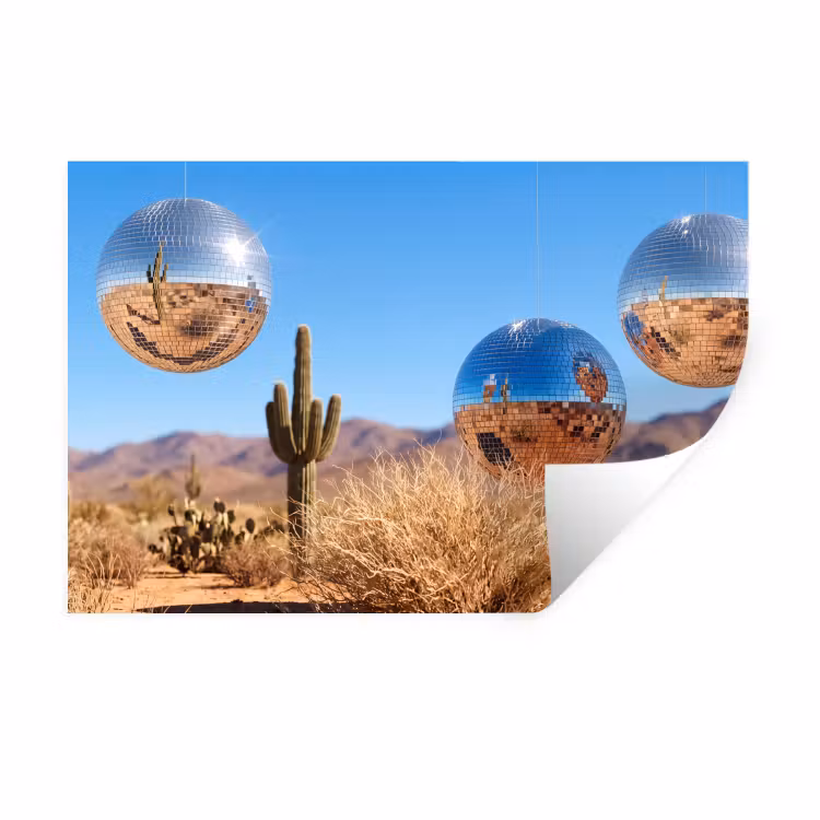 Muursticker - Woestijn - Spiegelbal - Kunst - Woestijn - Spiegelbal - Kunst Muursticker klein