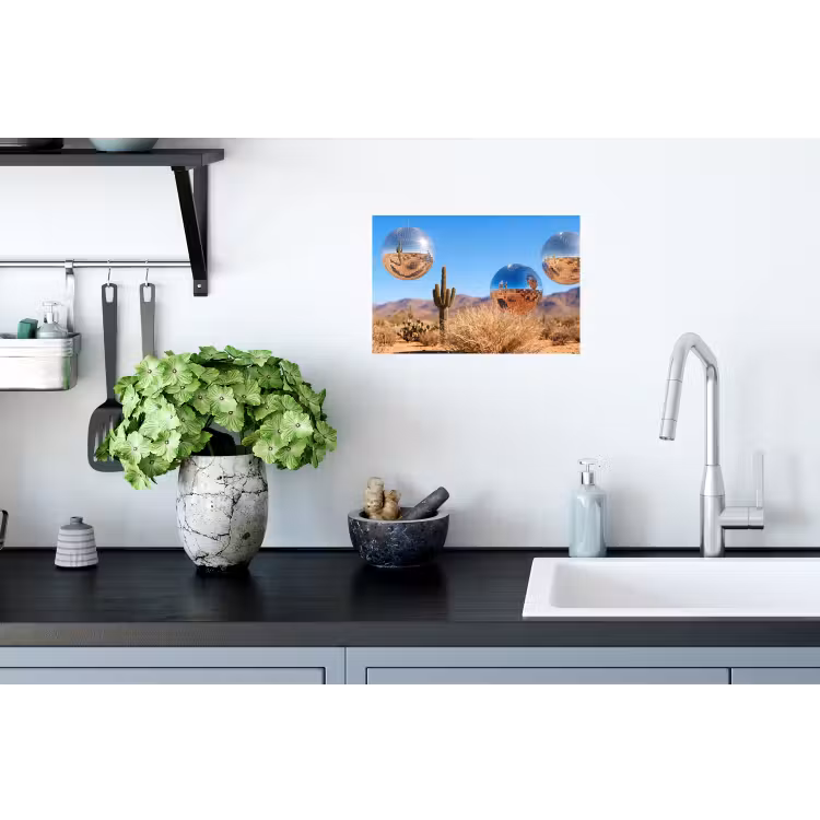 Muursticker - Woestijn - Spiegelbal - Kunst - Woestijn - Spiegelbal - Kunst Muursticker klein