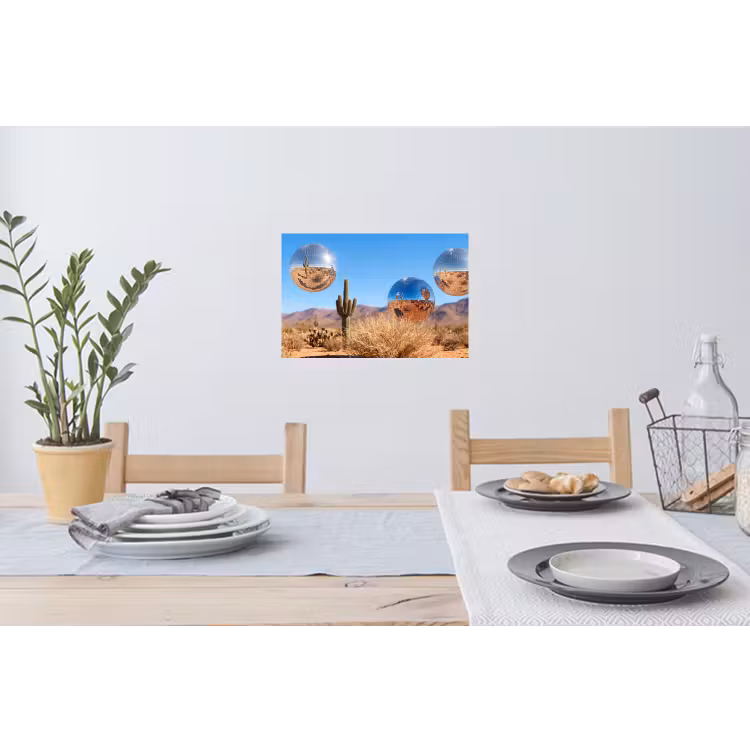 Muursticker - Woestijn - Spiegelbal - Kunst - Woestijn - Spiegelbal - Kunst Muursticker klein