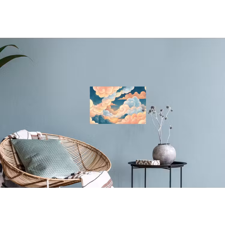 Wolk - Lucht - Natuur - Illustratief - Oranje Muursticker klein -plant