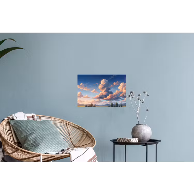 Wolken - Daghemel - Natuur - Illustratie - Oranje Muursticker klein -plant