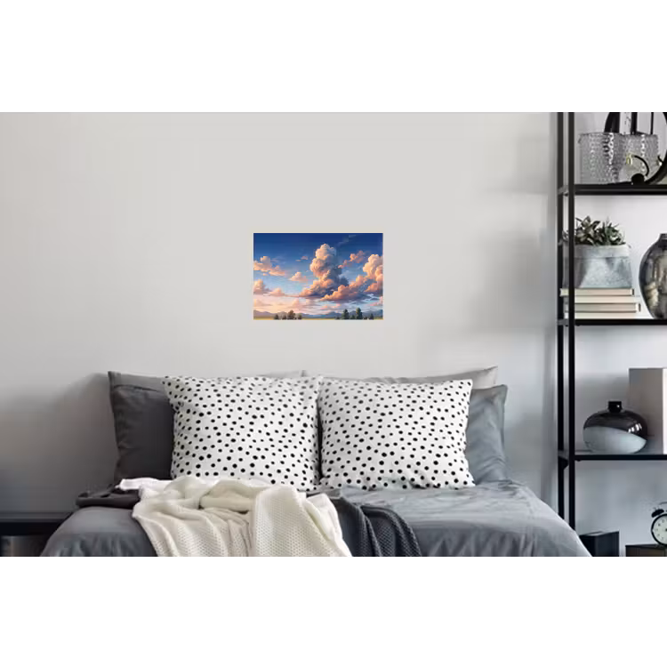 Wolken - Daghemel - Natuur - Illustratie - Oranje Muursticker klein -slaapkamer