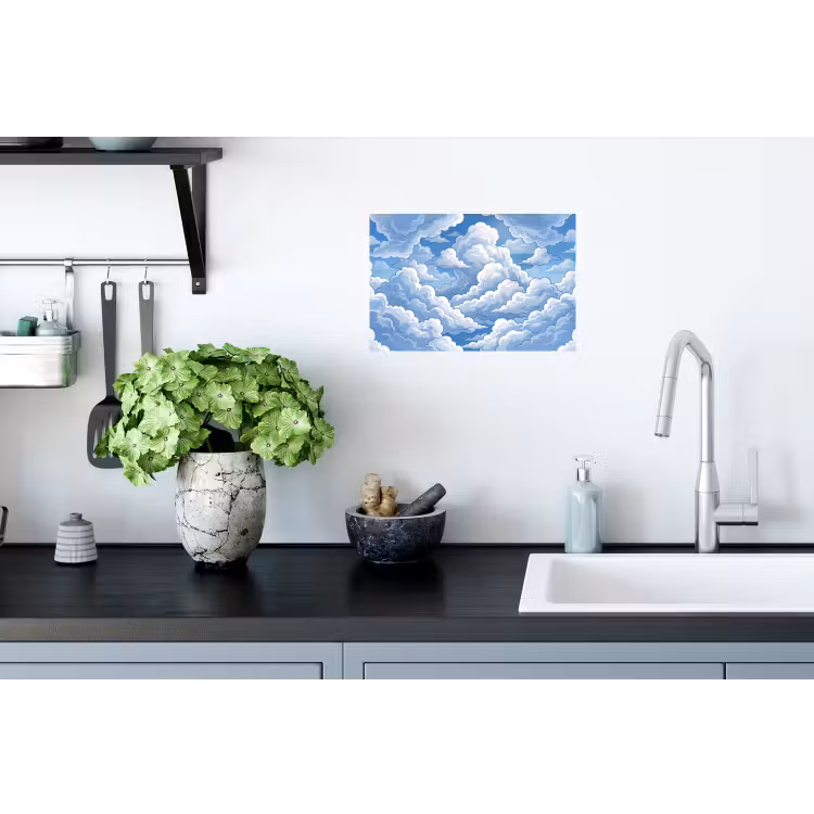 Wolken - Hemel - Abstract - Wit Muursticker klein -keuken